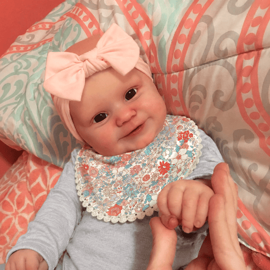 50cm Lifelike Open Eyes Smile Maddie Reborn Baby Girl In Gray Outfits