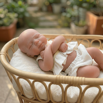 20cm Closed Eyes Silicone Mini Reborn Baby Girl Pascale In Yellow Outfits