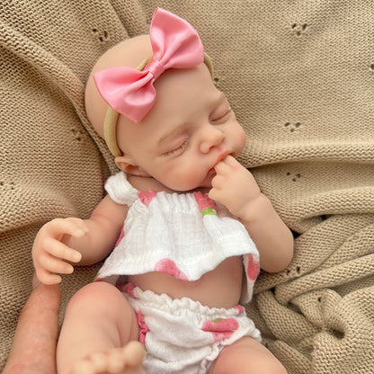 30cm Lifelike Full Silicone Closed Eyes Irys Reborn Baby Girl in Strawberry Outfits