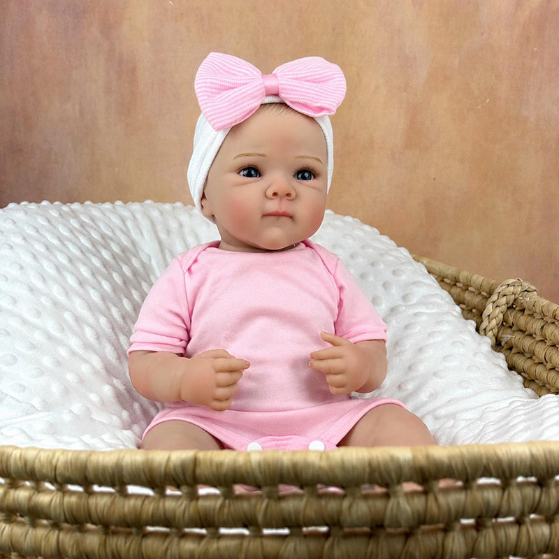 18 Inches Lifelike Blue Eyes Bettie Reborn Dolls Girl In Pink Bodysuits