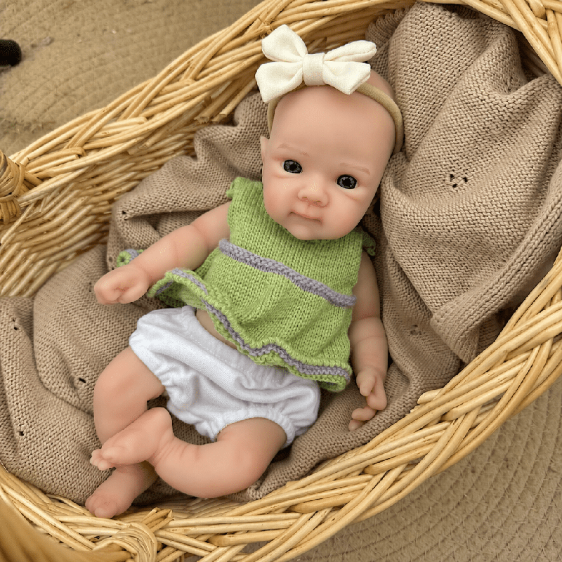 30cm Full Silicone Bettie Reborn Baby Girl in Green Sweater