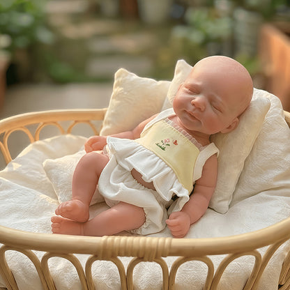 20cm Closed Eyes Silicone Mini Reborn Baby Girl Pascale In Yellow Outfits