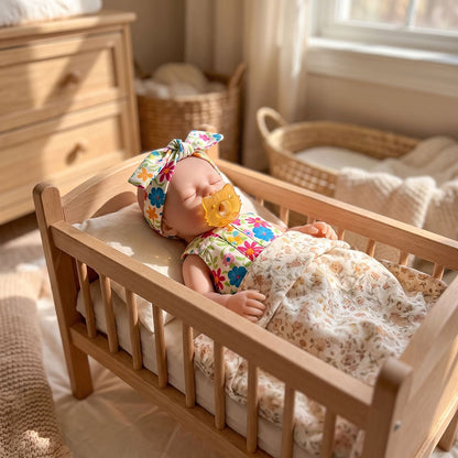 20cm Full Silicone Loulou Mini Reborn Baby Girl in Floral Jumpsuit