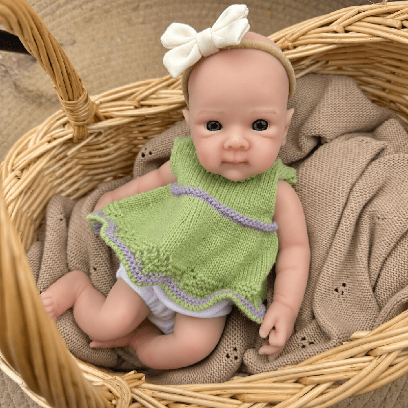 30cm Full Silicone Bettie Reborn Baby Girl in Green Sweater