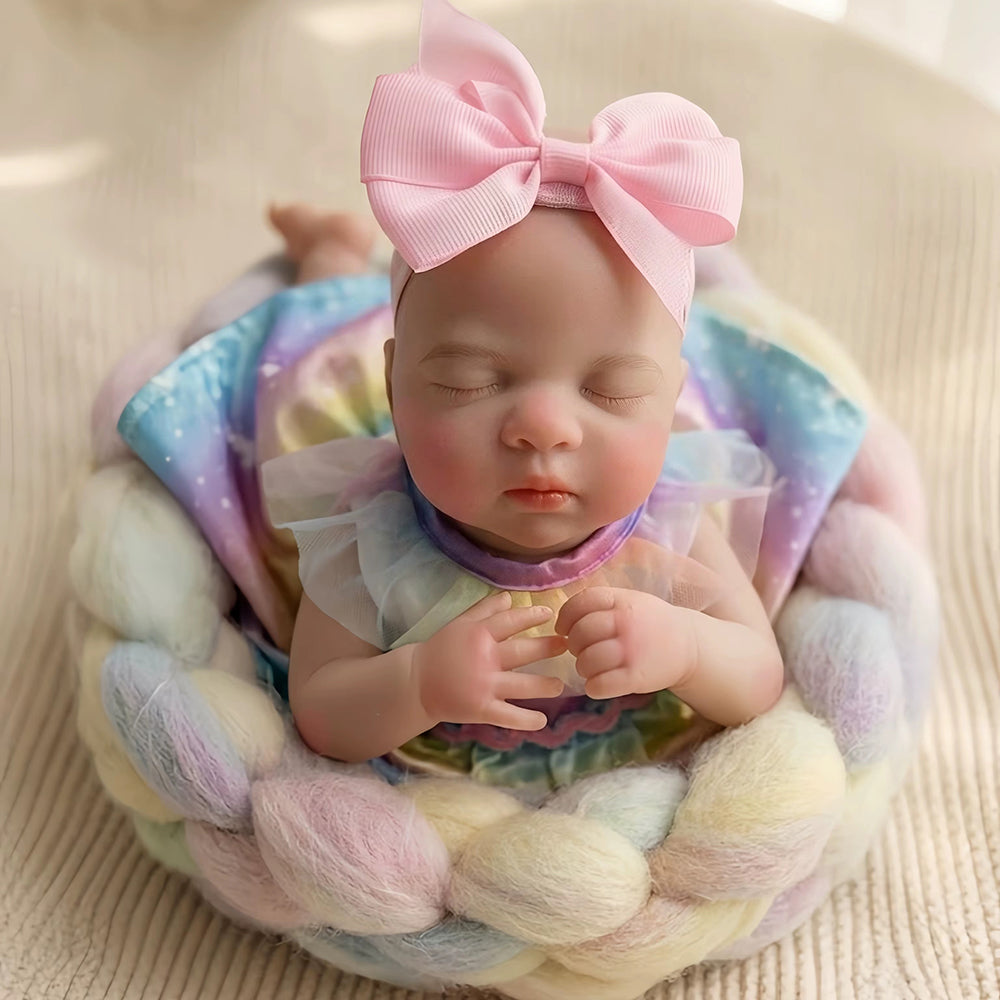 30cm Lifelike Closed Eyes Silicone Reborn Baby Girl Luna in Unicorn Dress