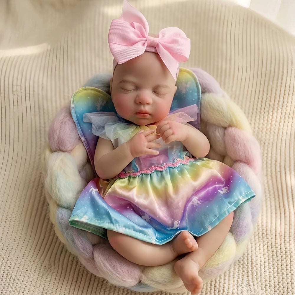 30cm Lifelike Closed Eyes Silicone Reborn Baby Girl Luna in Unicorn Dress