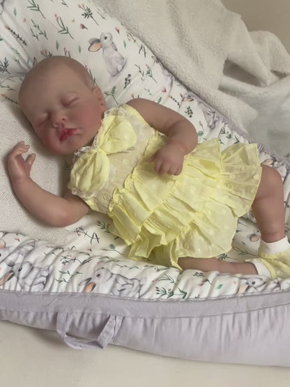 20 Inches 3D Skin Closed Eyes Loulou Reborn Baby Girl In Yellow Dress