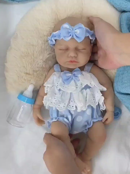 30cm Lifelike Full Silicone Asleep Reborn Doll Girl-Loulou