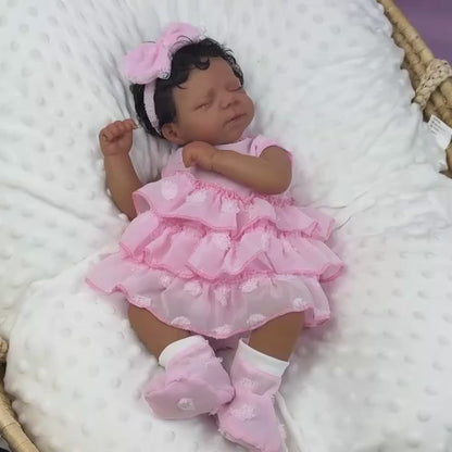 48cm Realistic Ma Closed Eyes Dark Skin Reborn Baby-Pascale