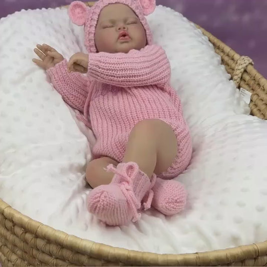 50cm Soft Cloth Body Sleeping Pickle Reborn Doll In Pink Sweater