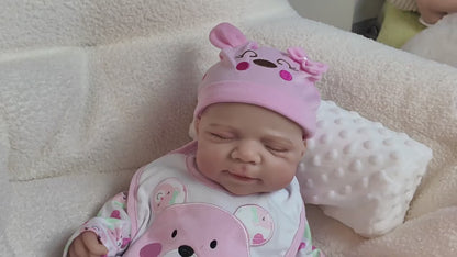 18 Inches Soft Full Silicone Pascale Reborn Baby Girl in Pink Bear Outfits