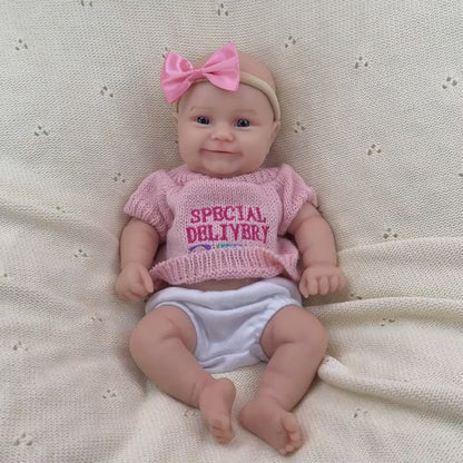 30cm Full Silicone Maddie Smile Reborn Baby Girl in Pink Outfits