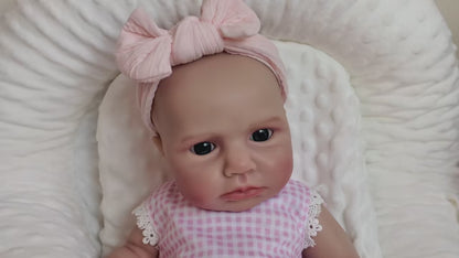 18 Inches Full Silicone Awake Loulou Reborn Doll Girl in Pink Plaid Outfits