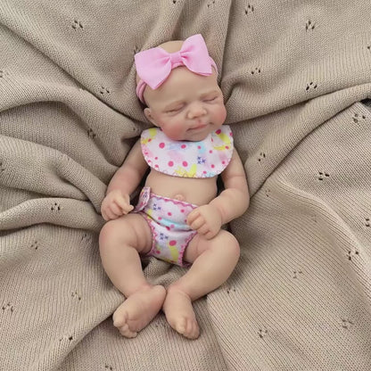 30cm Full Silicone Asleep Pascale Reborn Doll Girl In Pink Flower Outfits