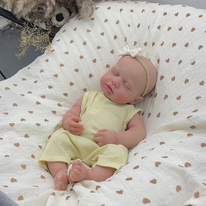 45cm Full Silicone Stretchable Asleep Loulou Reborn Girl in Yellow Outfits