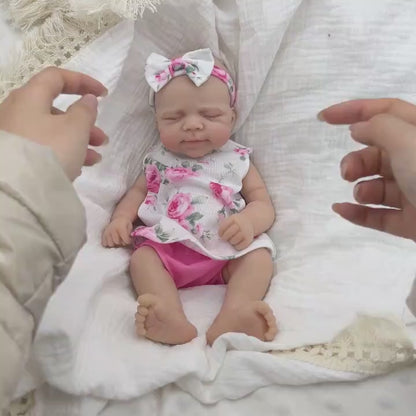 30cm Cute Full Silicone Pascale Reborn Doll Girl In Pink Floral Outfits