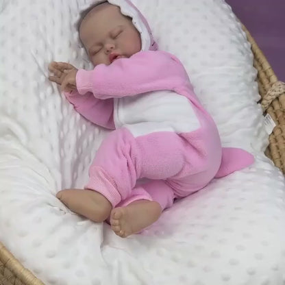 50cm Soft Cloth Body Sleeping Pickle Reborn Doll In Pink Outfit