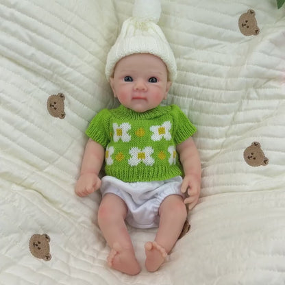 30cm Full Silicone Bettie Reborn Baby Girl in Green floral sweater