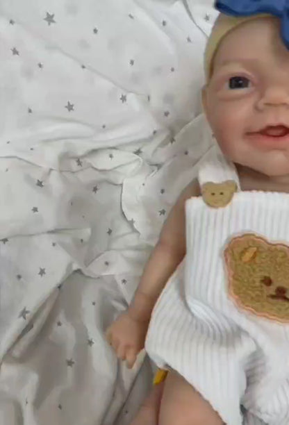 30cm Lifelike Smile Full Silicone Blue Eyes Reborn Doll - Charlie