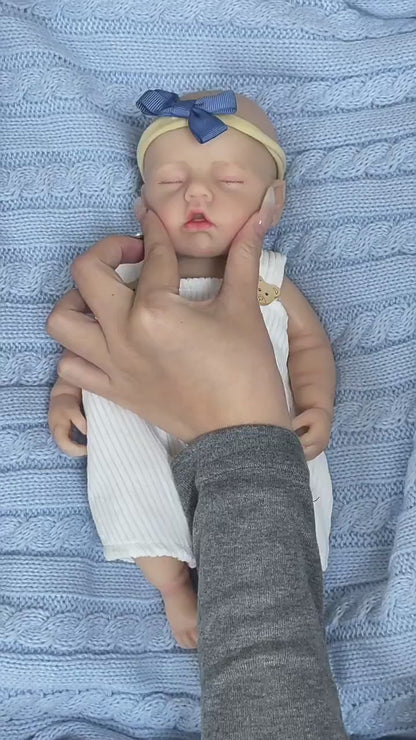 30cm Lifelike Closed Eyes Silicone Reborn Doll Girl-Loulou