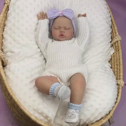 20 Inches 3D Skin Soft Body Closed Eyes Reborn Doll In White Sweater- Pickle