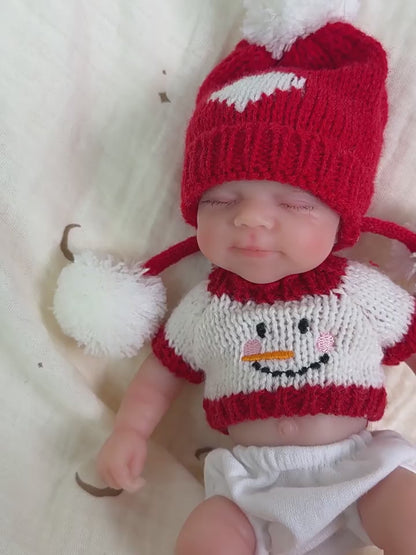 20cm Closed Eyes Mini Silicone Reborn Doll Girl-Pascale