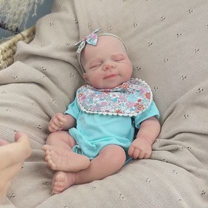 45cm Silicone Stretchable Asleep Pascale Reborn Baby Girl In Blue Bodysuit