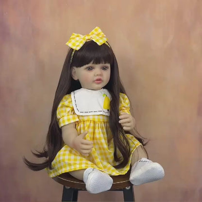55cm Long Hair Betty Reborn Baby Girl In Yellow Dress