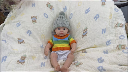 30cm Full Silicone Meadow Reborn Baby Girl in colorful striped sweater