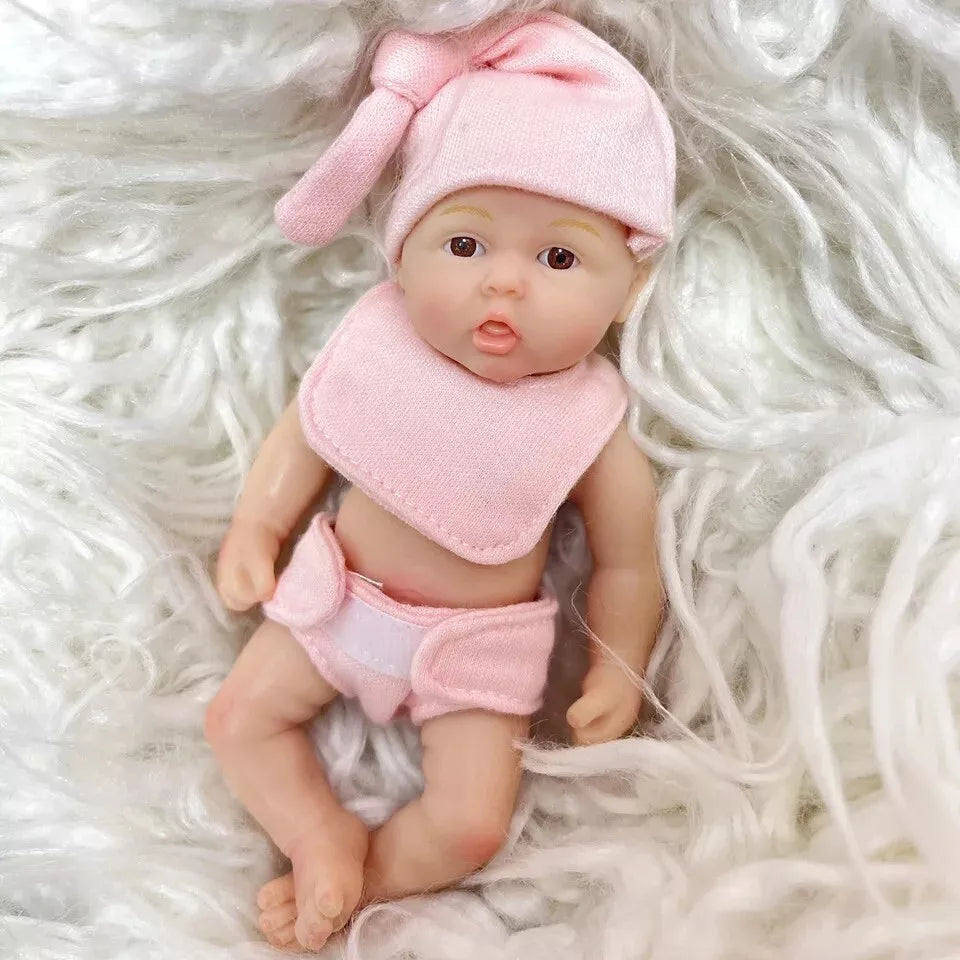 15cm Open Eyes Full Silicone Mini Reborn Doll Twins