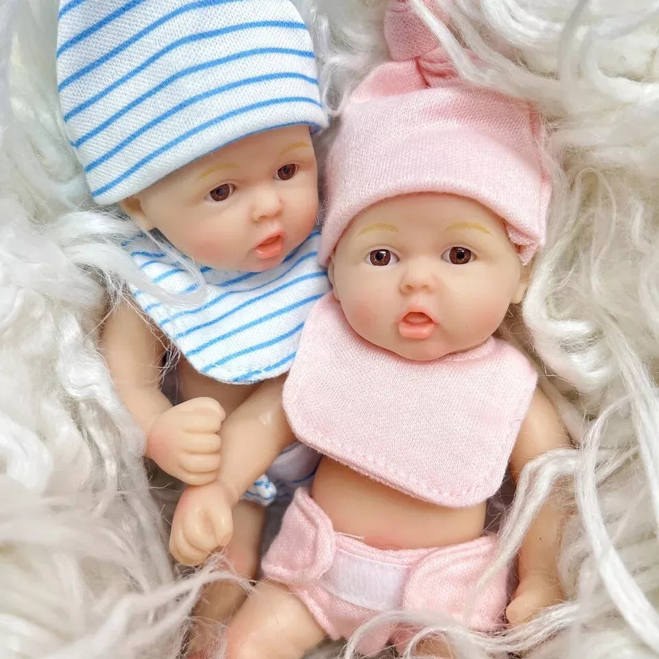 15cm Open Eyes Full Silicone Mini Reborn Doll Twins